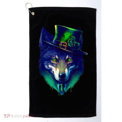 Leprechaun Wolf Irish Wolf Lover St Patrick's Day Golf Towel
