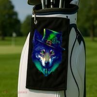 Leprechaun Wolf Irish Wolf Lover St Patrick's Day Golf Towel thumb 2