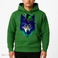 Leprechaun Wolf Irish Wolf Lover St Patrick's Day Hoodie thumb 2