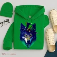 Leprechaun Wolf Irish Wolf Lover St Patrick's Day Hoodie thumb 4