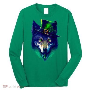 Leprechaun Wolf Irish Wolf Lover St Patrick's Day Long Sleeve Shirt