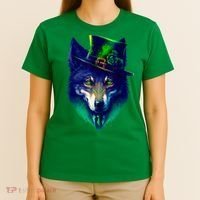 Leprechaun Wolf Irish Wolf Lover St Patrick's Day T-Shirt thumb 4