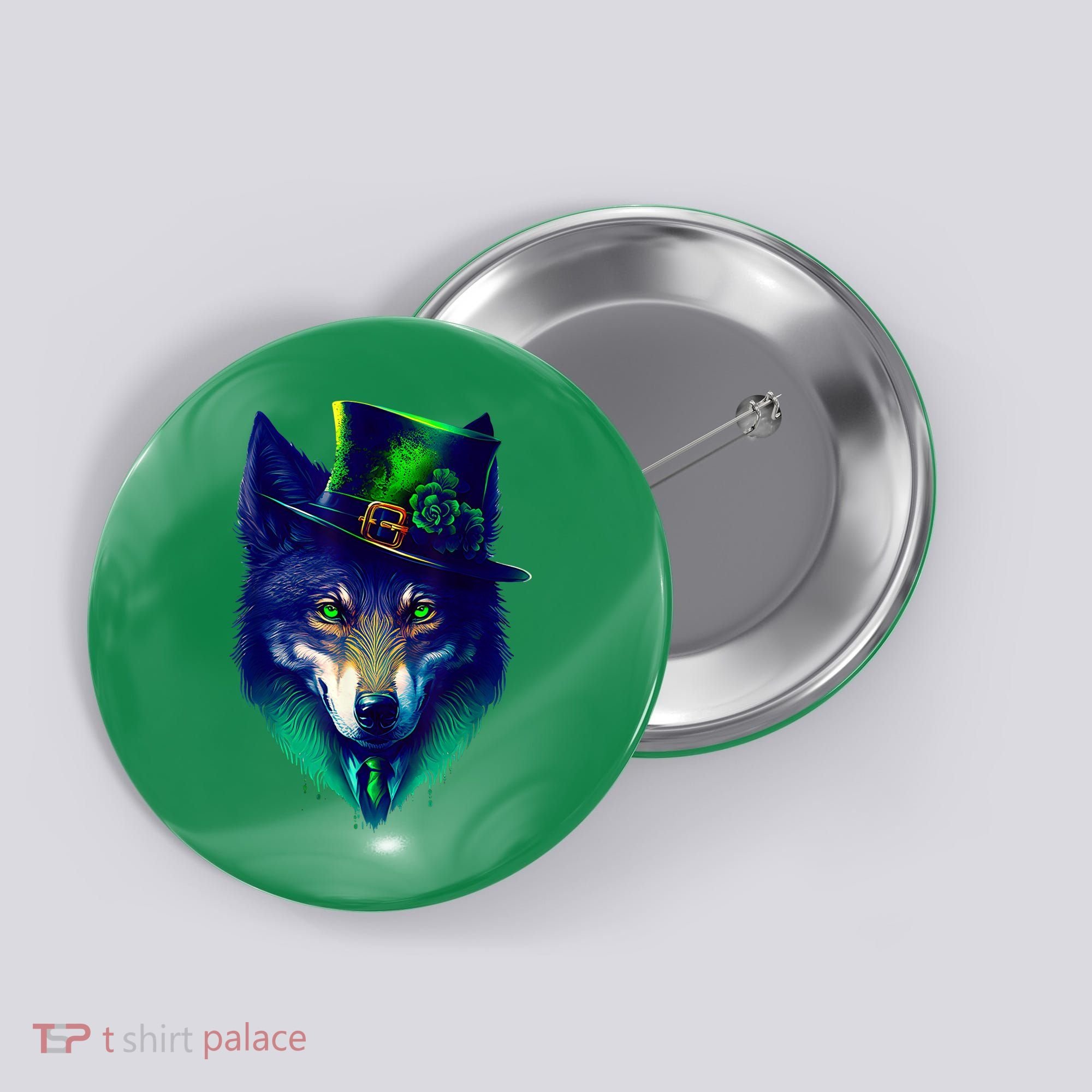 Leprechaun Wolf Irish Wolf Lover St Patrick's Day Button