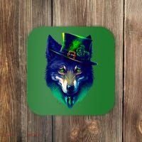 Leprechaun Wolf Irish Wolf Lover St Patrick's Day Coaster thumb 0