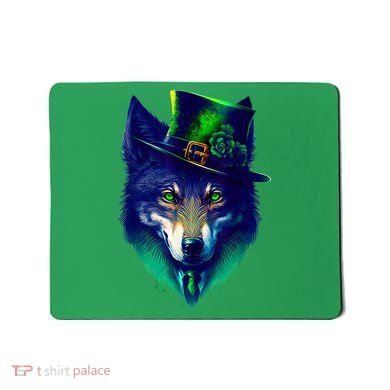 Leprechaun Wolf Irish Wolf Lover St Patrick's Day Mousepad