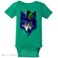 Leprechaun Wolf Irish Wolf Lover St Patrick's Day Baby Bodysuit thumb 0