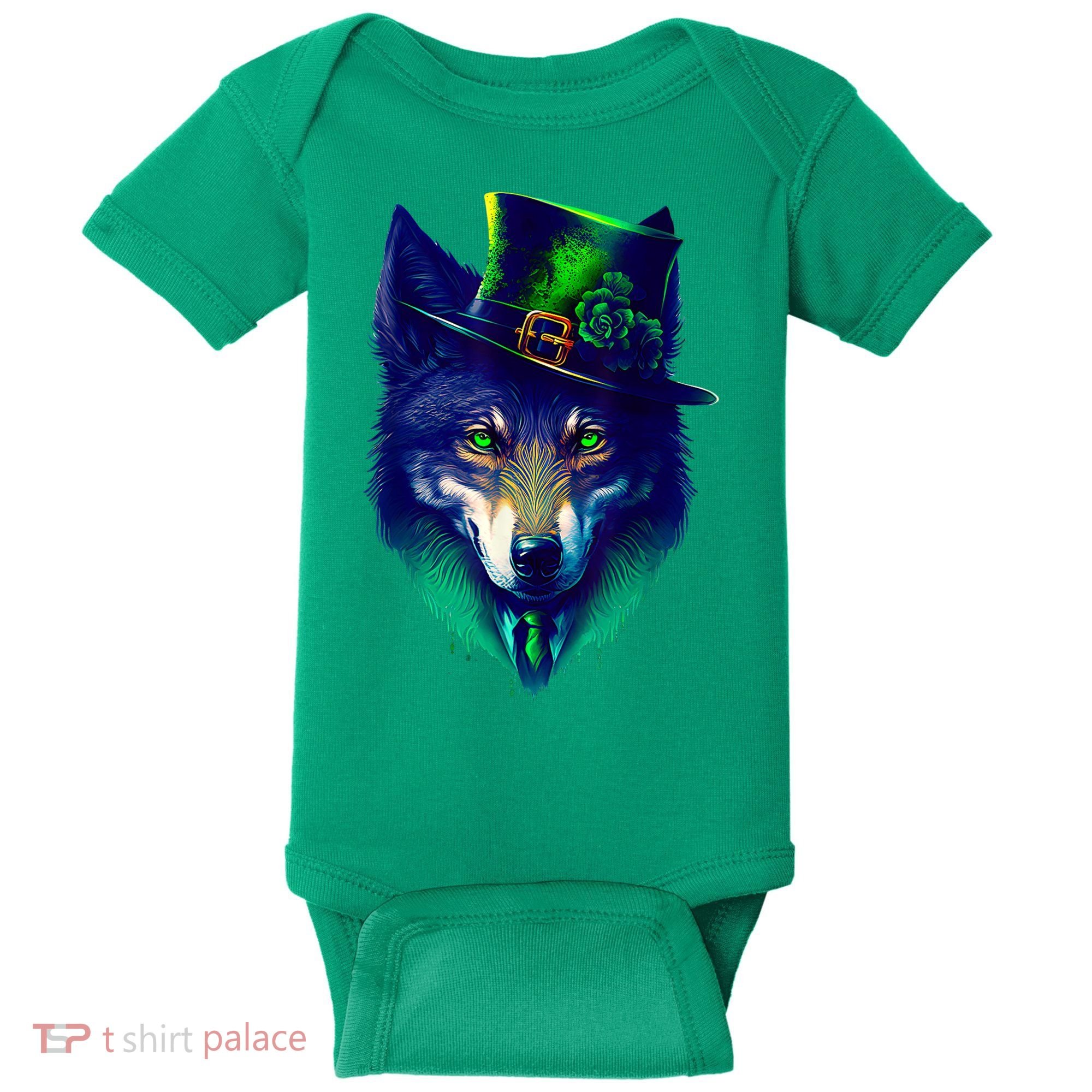 Leprechaun Wolf Irish Wolf Lover St Patrick's Day Baby Bodysuit