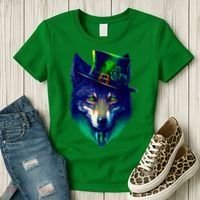 Leprechaun Wolf Irish Wolf Lover St Patrick's Day Women's T-Shirt thumb 3