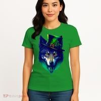 Leprechaun Wolf Irish Wolf Lover St Patrick's Day Women's T-Shirt thumb 4