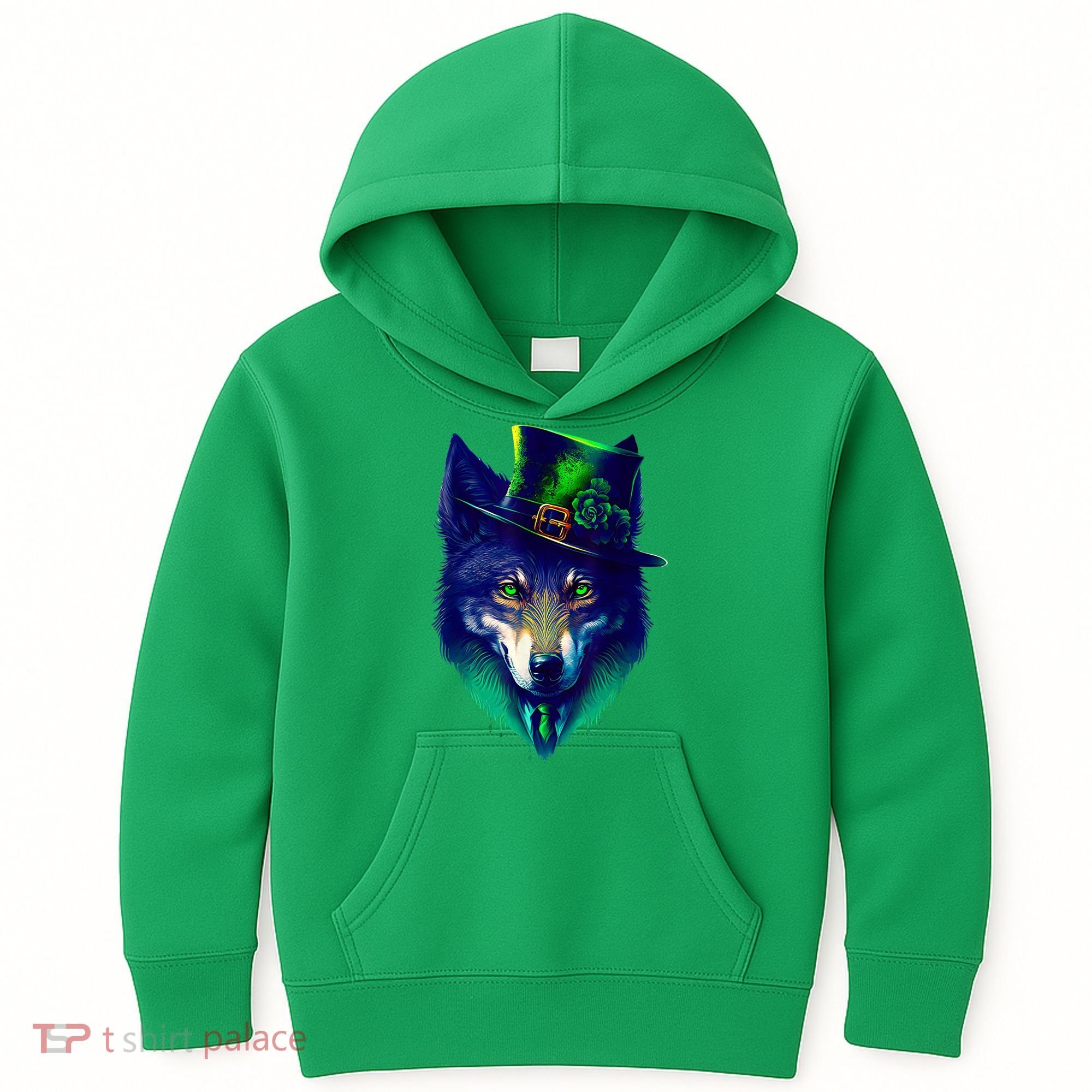 Leprechaun Wolf Irish Wolf Lover St Patrick's Day Kids Hoodie