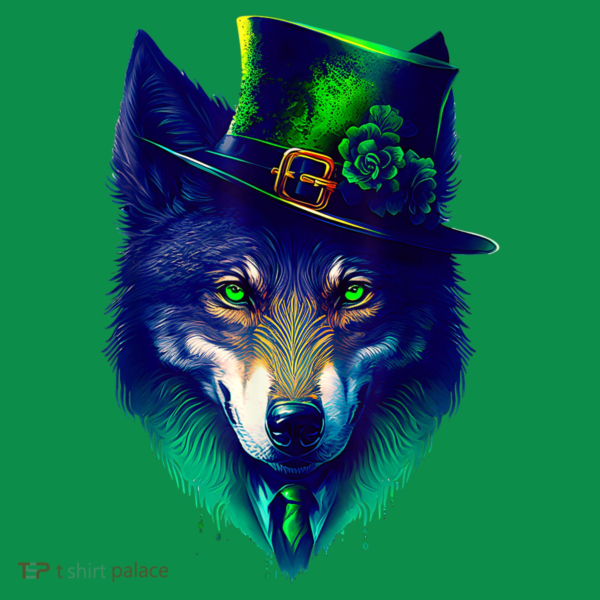 Leprechaun Wolf Irish Wolf Lover St Patrick's Day Kids Long Sleeve Shirt