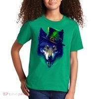 Leprechaun Wolf Irish Wolf Lover St Patrick's Day Kids T-Shirt thumb 2