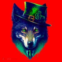 Leprechaun Wolf Irish Wolf Lover St Patrick's Day Santa Hat thumb 1