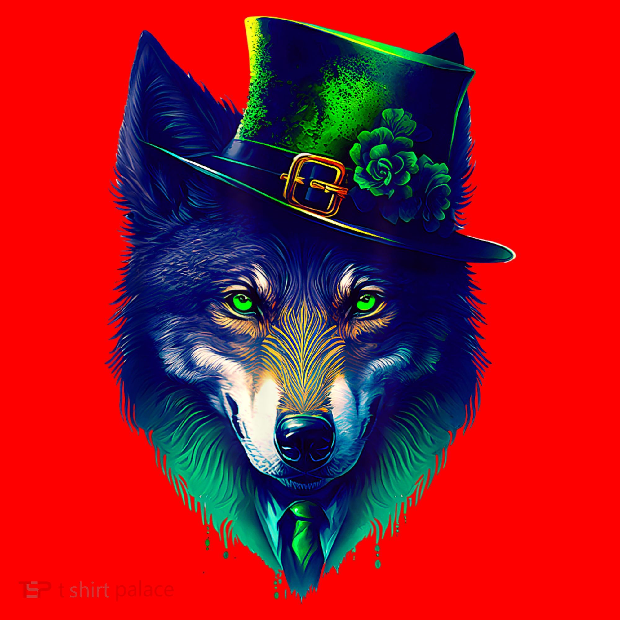 Leprechaun Wolf Irish Wolf Lover St Patrick's Day Santa Hat