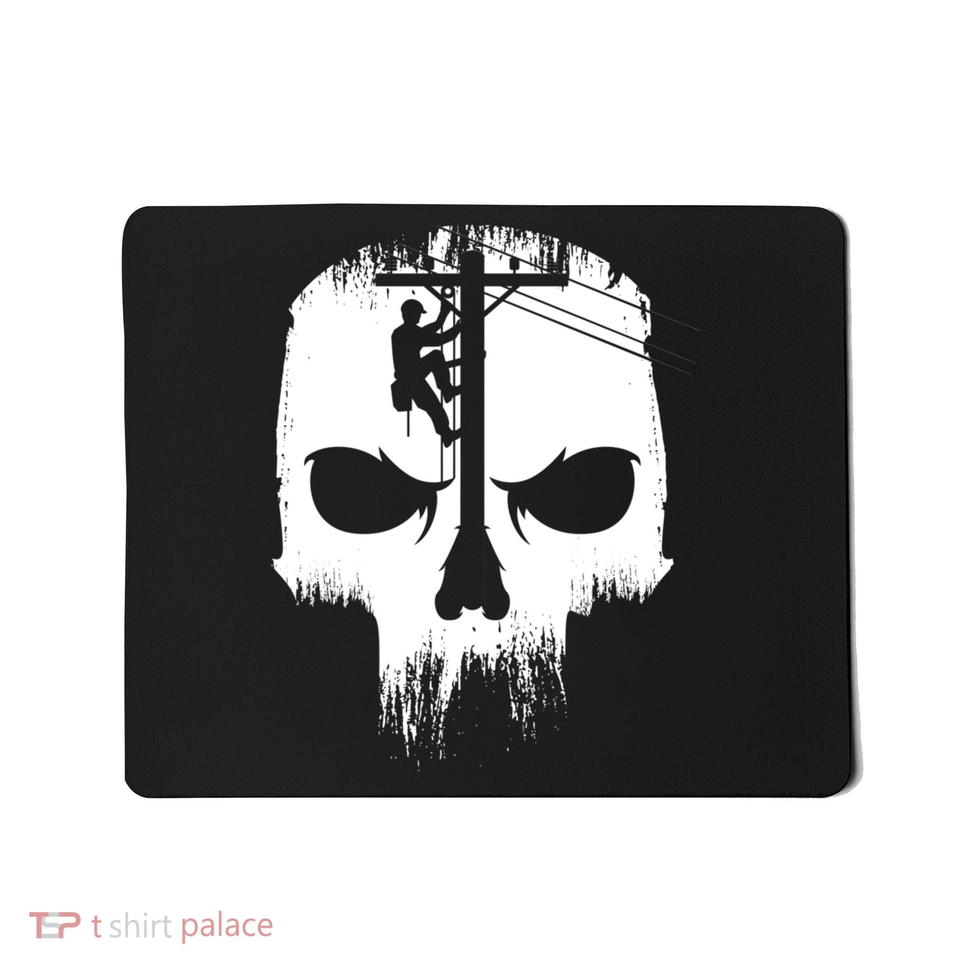 Lineman Worker Journeyman Skull Line Man Patriotic Labor Day Mousepad