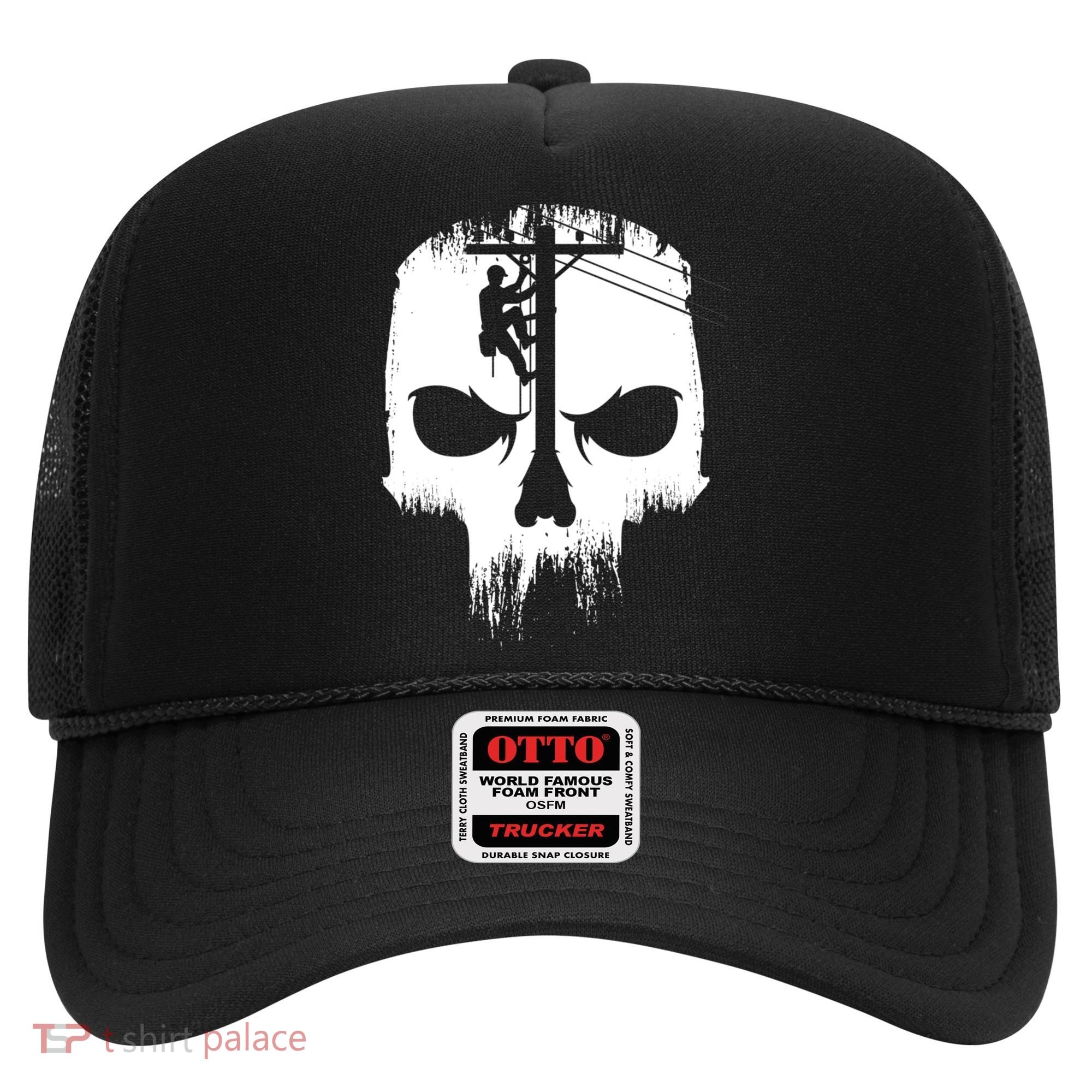 Lineman Worker Journeyman Skull Line Man Patriotic Labor Day Hat