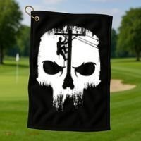 Lineman Worker Journeyman Skull Line Man Patriotic Labor Day Golf Towel thumb 1