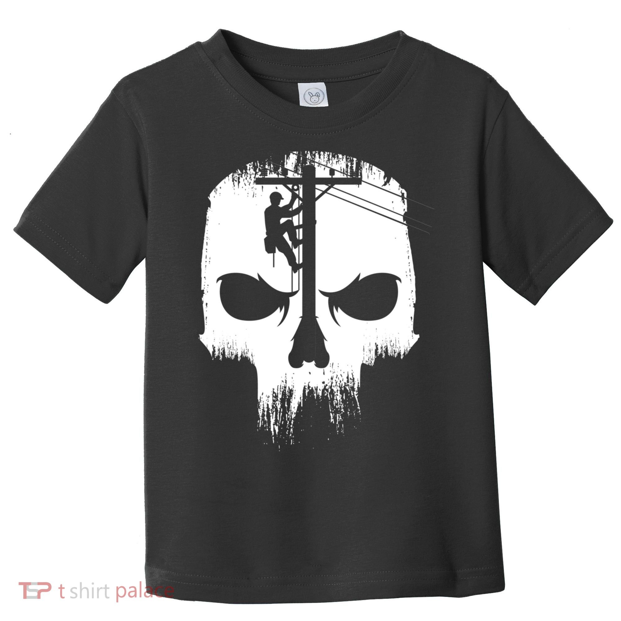Lineman Worker Journeyman Skull Line Man Patriotic Labor Day Toddler T-Shirt