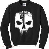 Lineman Worker Journeyman Skull Line Man Patriotic Labor Day Kids Sweatshirt thumb 0
