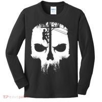 Lineman Worker Journeyman Skull Line Man Patriotic Labor Day Kids Long Sleeve Shirt thumb 0