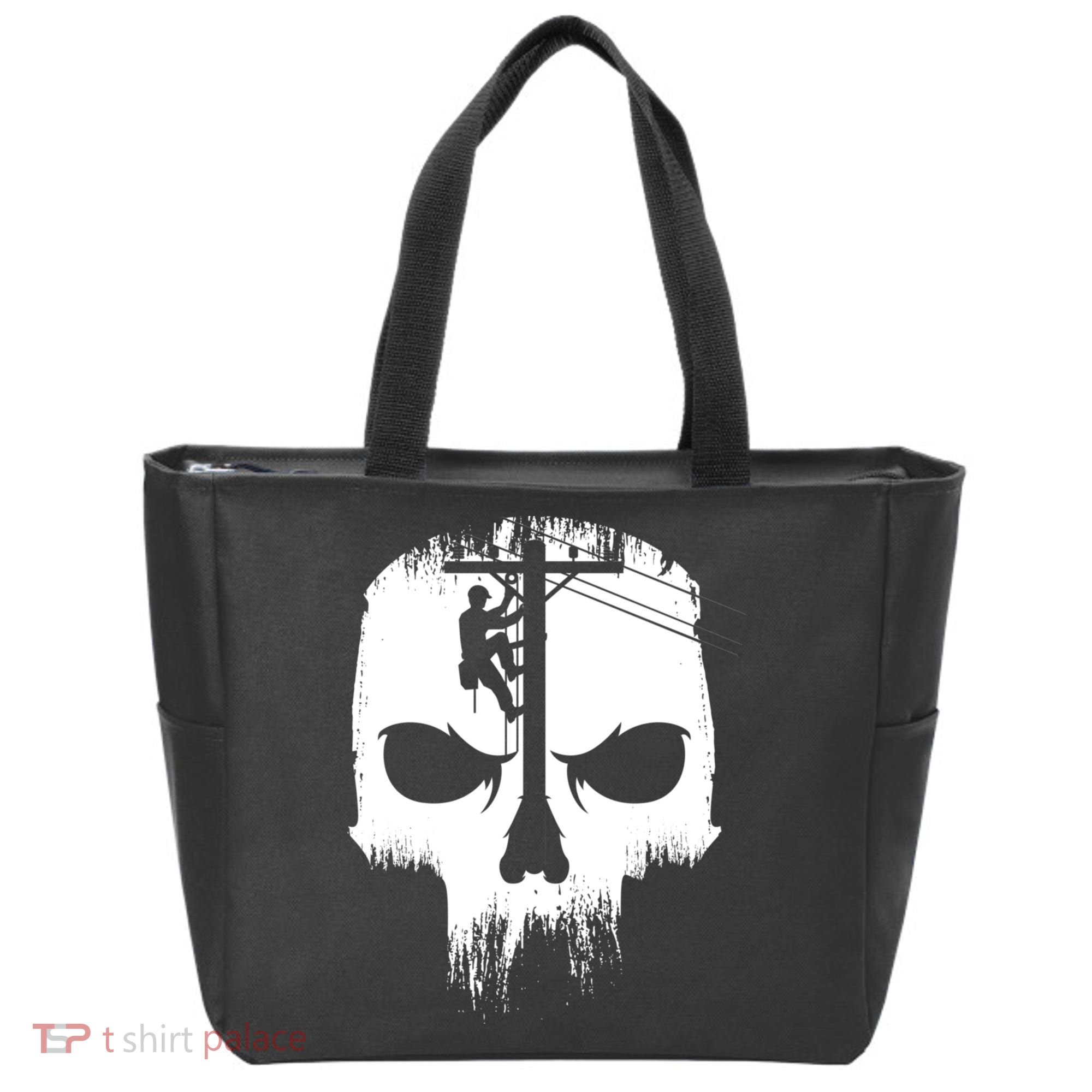 Lineman Worker Journeyman Skull Line Man Patriotic Labor Day Tote Bag