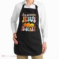 Life Without Jesus Is Scary Fun Halloween Pumpkin Christian Catholic Apron thumb 2