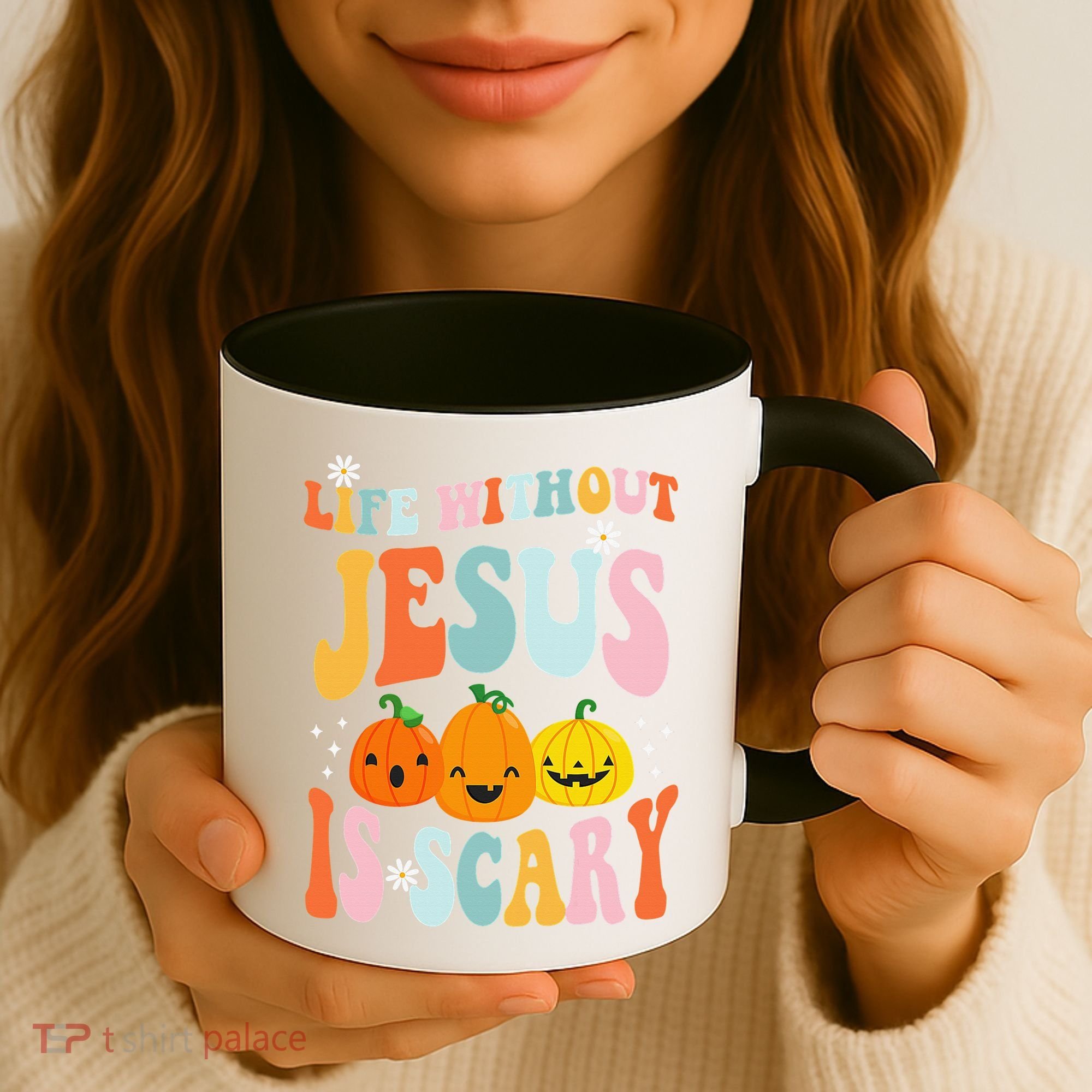 Life Without Jesus Is Scary Fun Halloween Pumpkin Christian Catholic Coffee Mug
