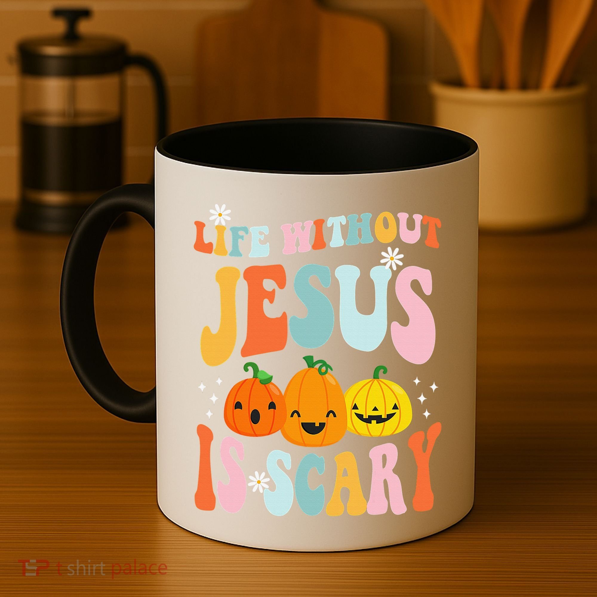 Life Without Jesus Is Scary Fun Halloween Pumpkin Christian Catholic Coffee Mug