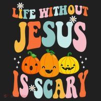 Life Without Jesus Is Scary Fun Halloween Pumpkin Christian Catholic Beanie thumb 2