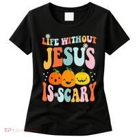 Life Without Jesus Is Scary Fun Halloween Pumpkin Christian Catholic Women's T-Shirt thumb 0