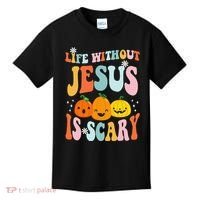 Life Without Jesus Is Scary Fun Halloween Pumpkin Christian Catholic Kids T-Shirt thumb 0