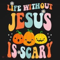 Life Without Jesus is Scary Fall Christian Halloween Jesus Polo thumb 3