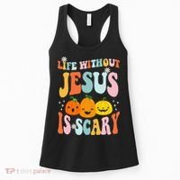 Life Without Jesus is Scary Fall Christian Halloween Jesus Women's Tank Top thumb 0