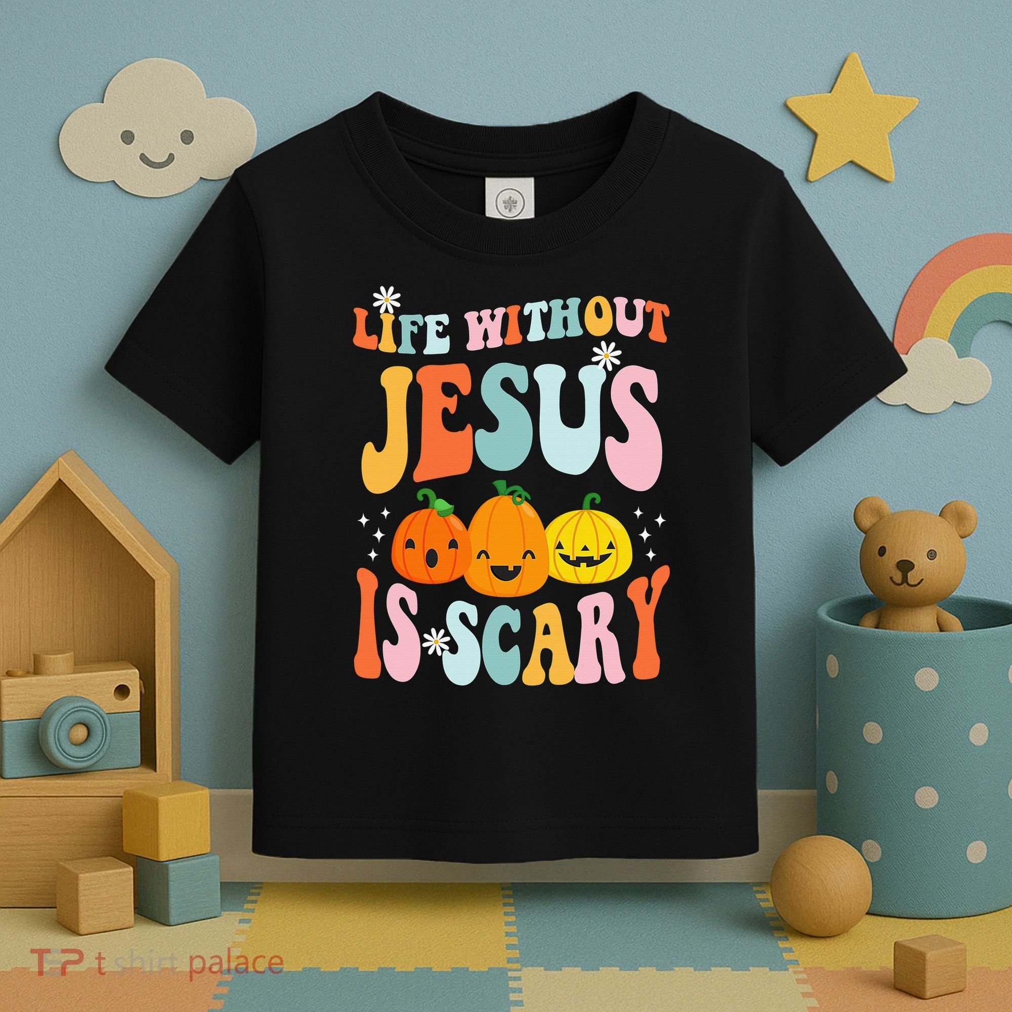 Life Without Jesus is Scary Fall Christian Halloween Jesus Toddler T-Shirt