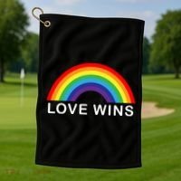 Love Wins Lgbtq Pride Month Rainbow Golf Towel thumb 1