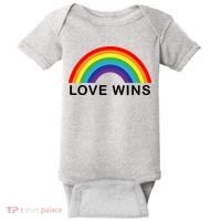 Love Wins Lgbtq Pride Month Rainbow Baby Bodysuit thumb 0
