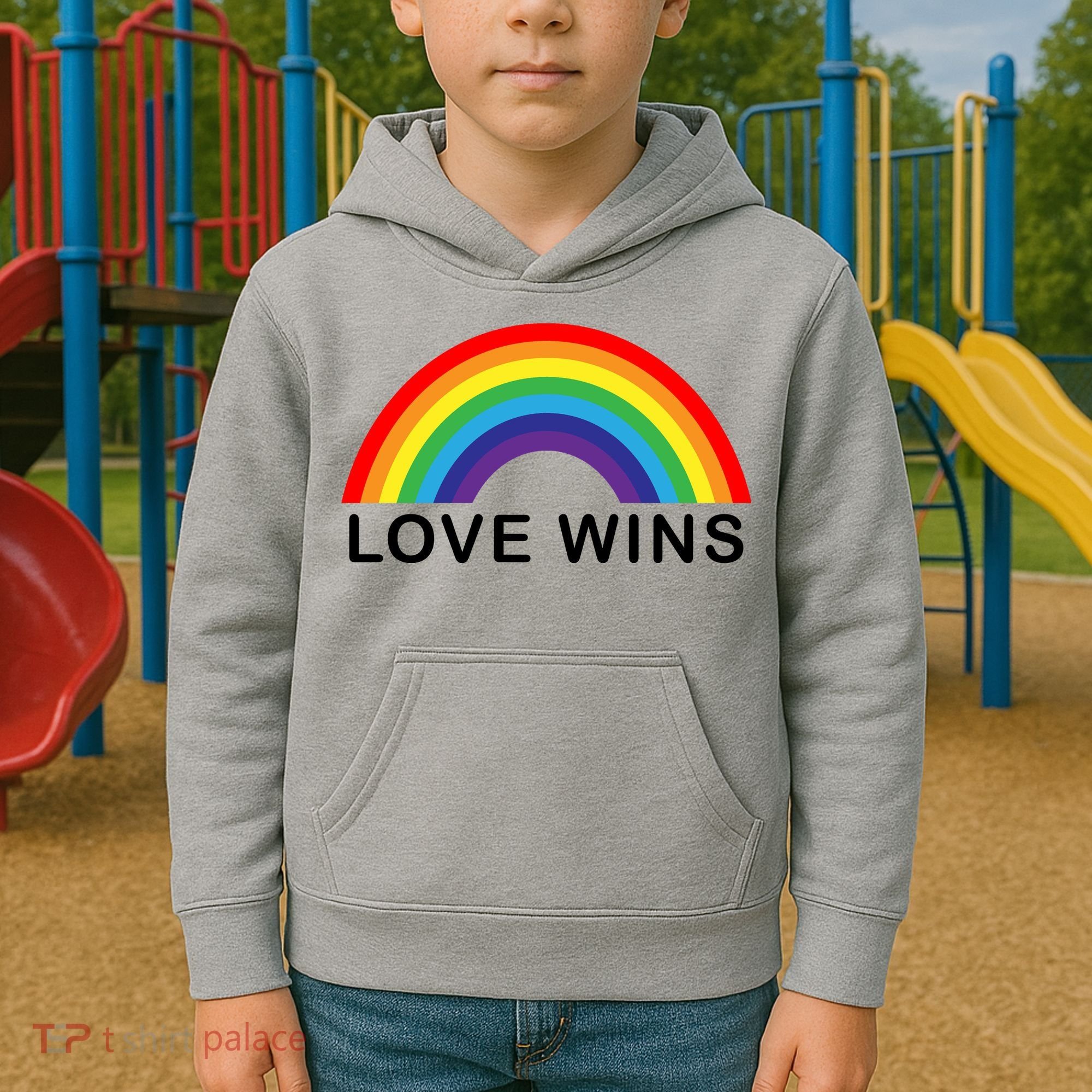 Love Wins Lgbtq Pride Month Rainbow Kids Hoodie