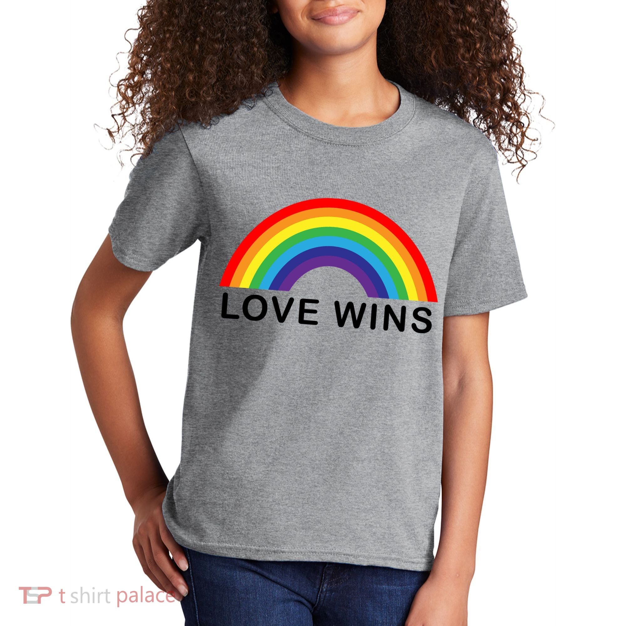 Love Wins Lgbtq Pride Month Rainbow Kids T-Shirt