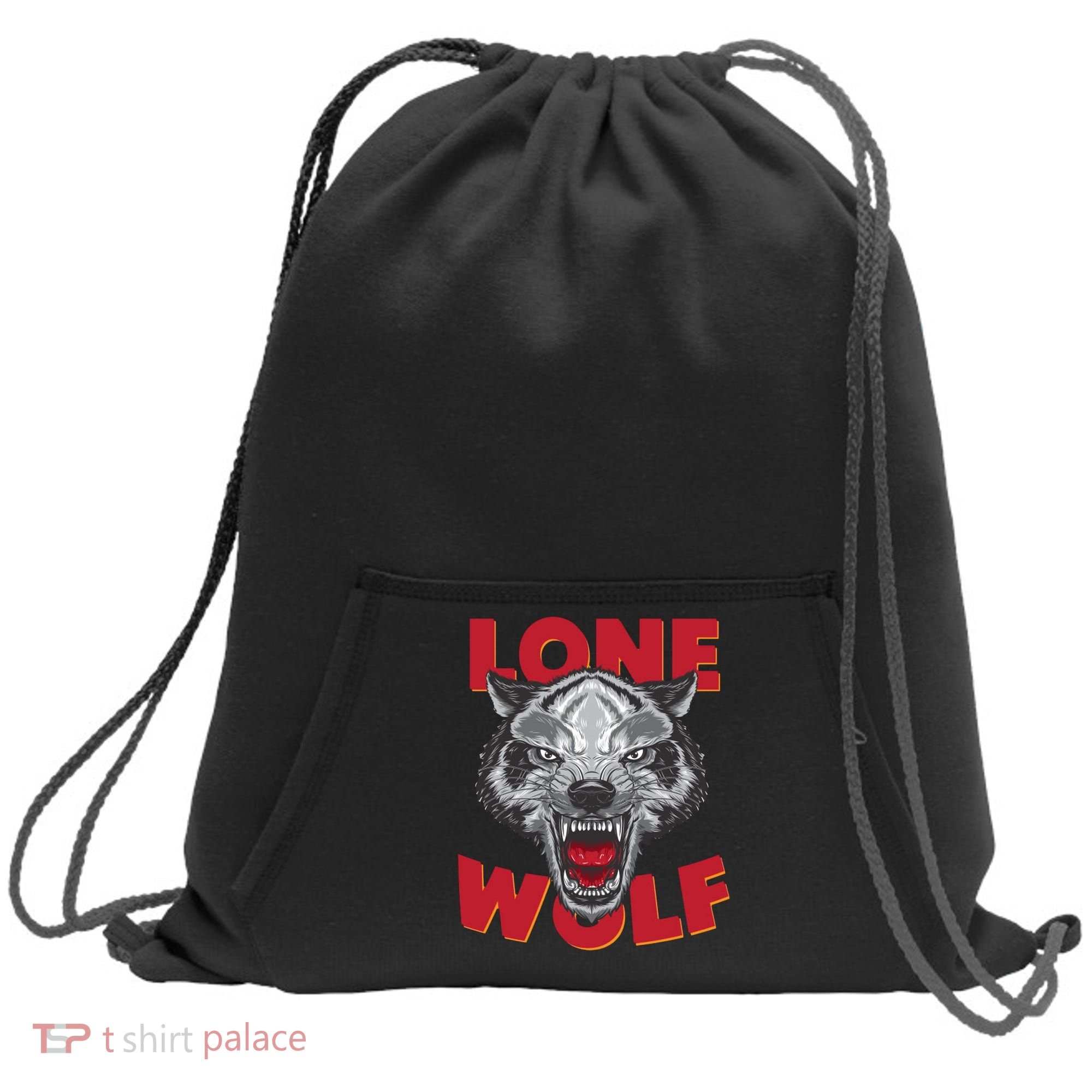 Lone Wolf Sweatshirt Cinch Pack Bag