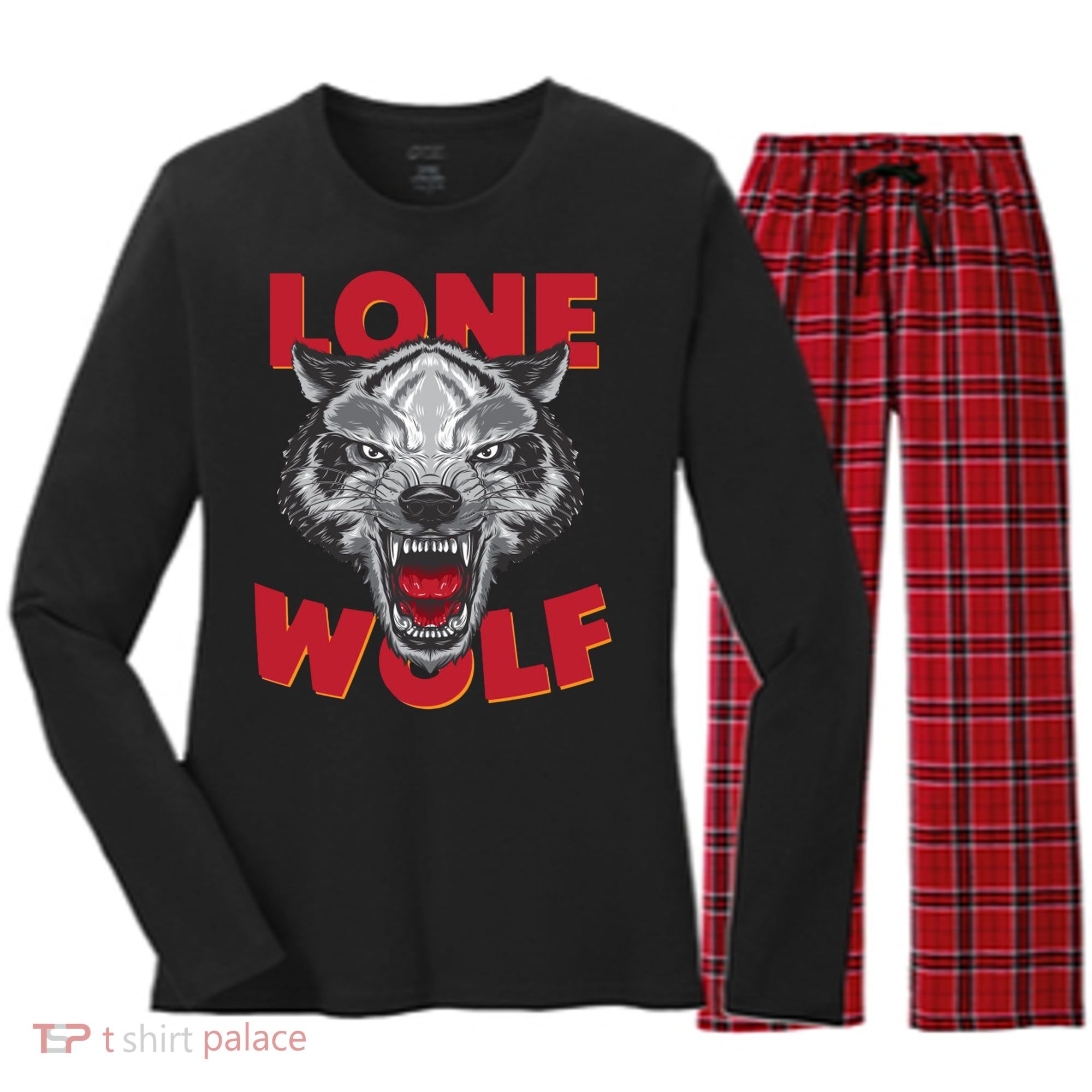 Lone Wolf Women's Long Sleeve Flannel Pajama Set 