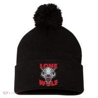 Lone Wolf Pom Pom 12in Knit Beanie thumb 0