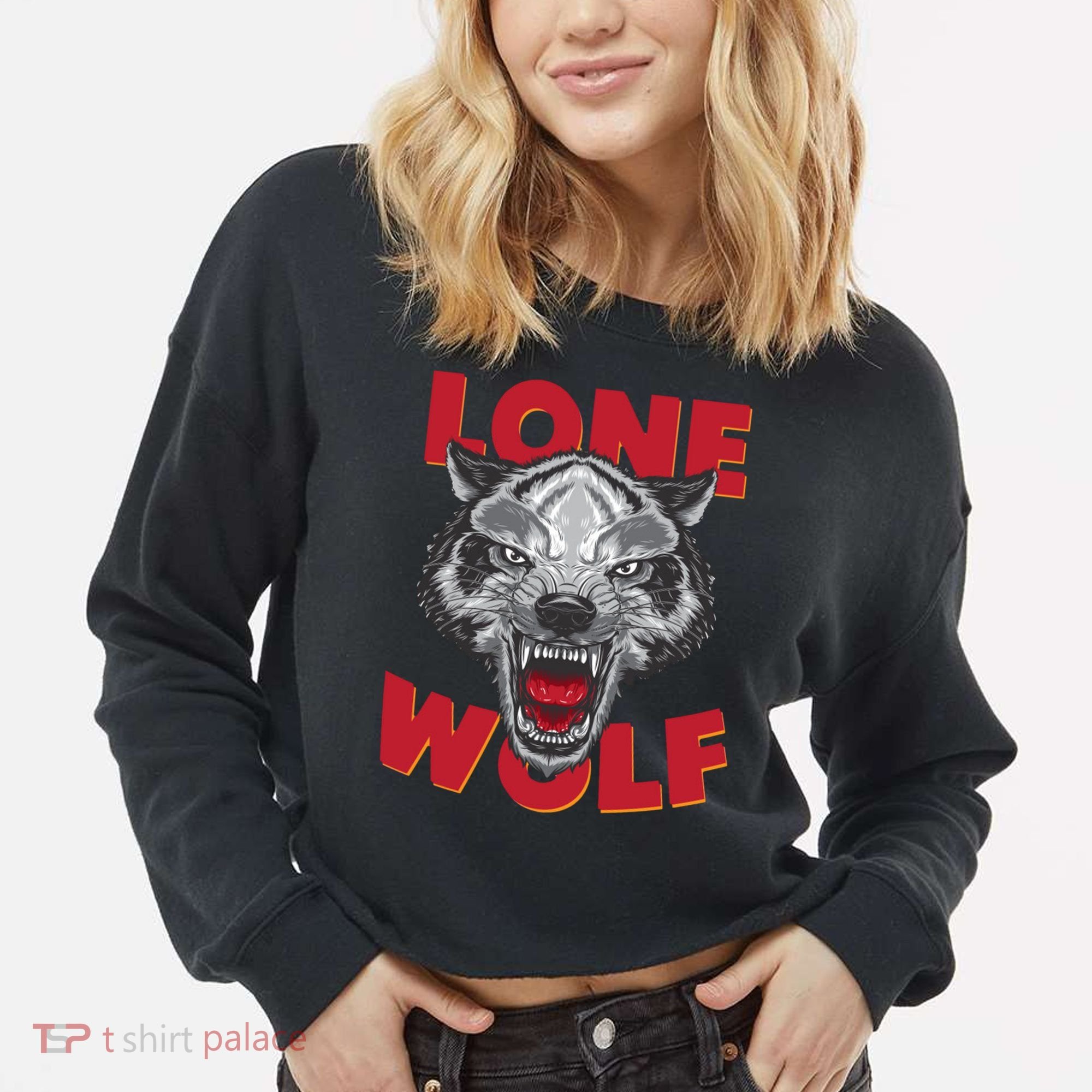 Lone Wolf Cropped Pullover Crew