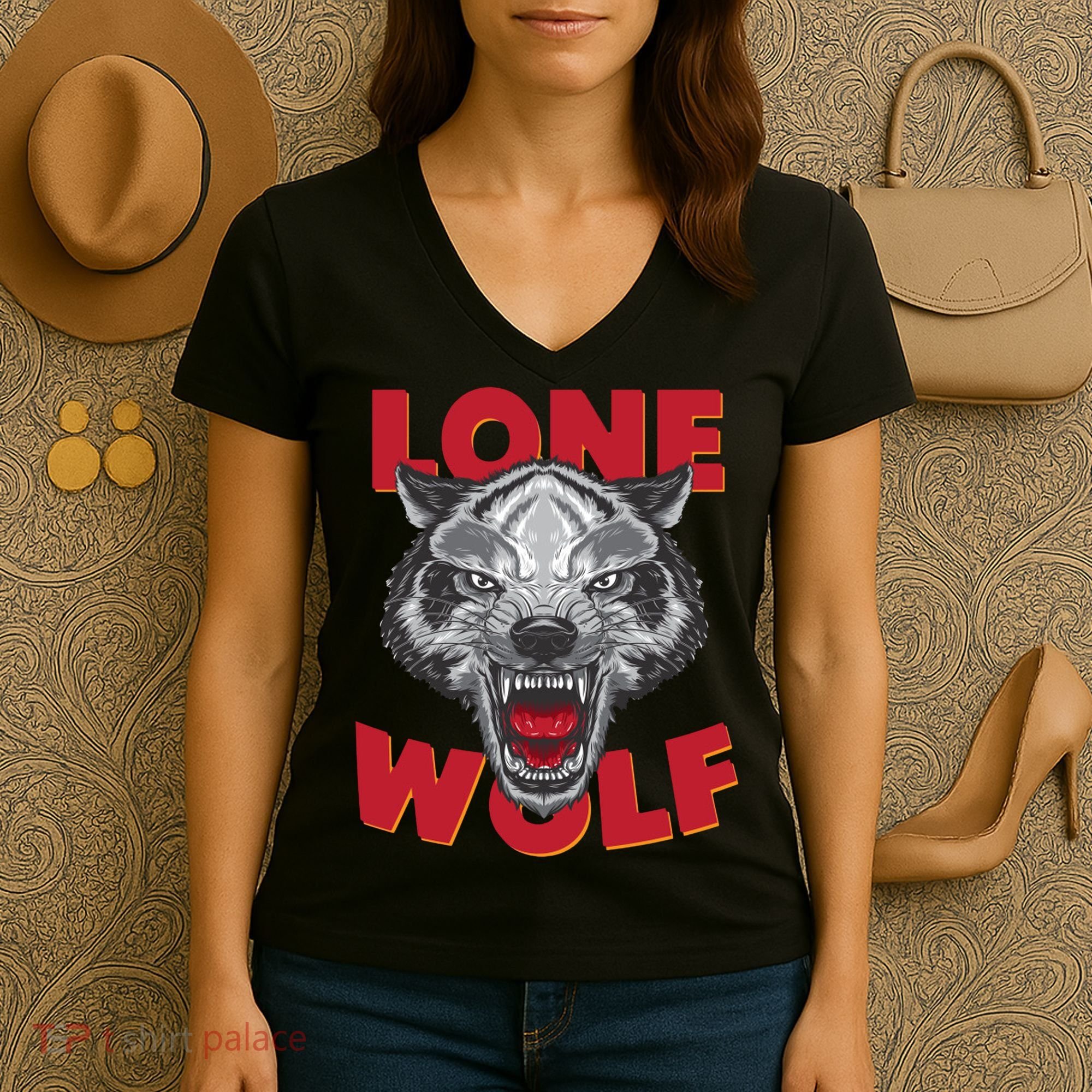 Lone Wolf Women's V-Neck T-Shirt