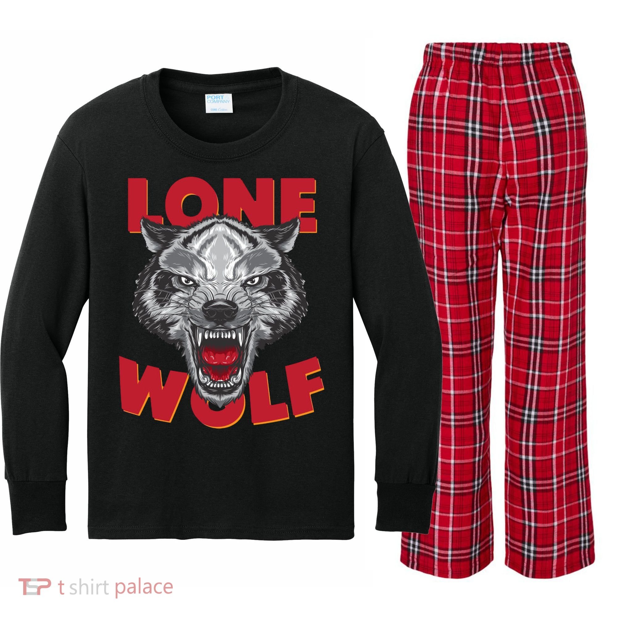 Lone Wolf Kids Long Sleeve Plaid Pajama Set