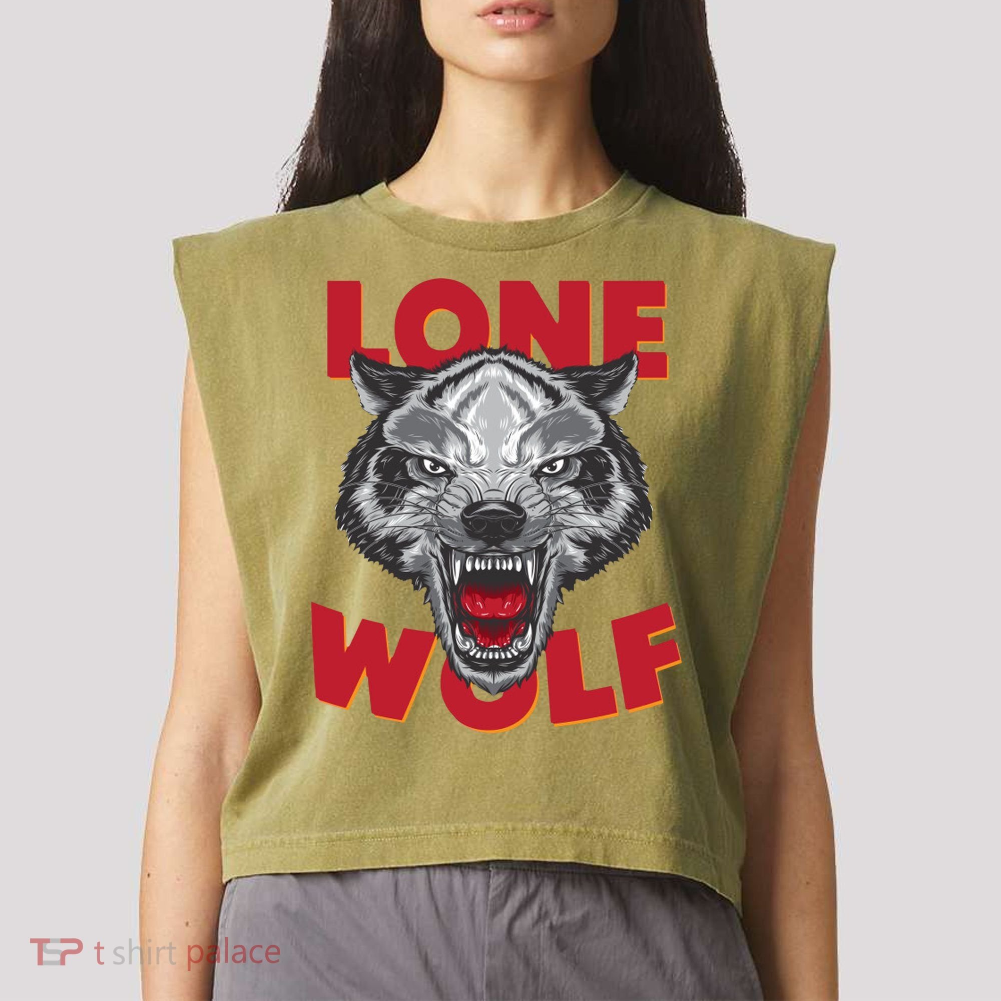 Lone Wolf Garment-Dyed Women's Muscle Tee