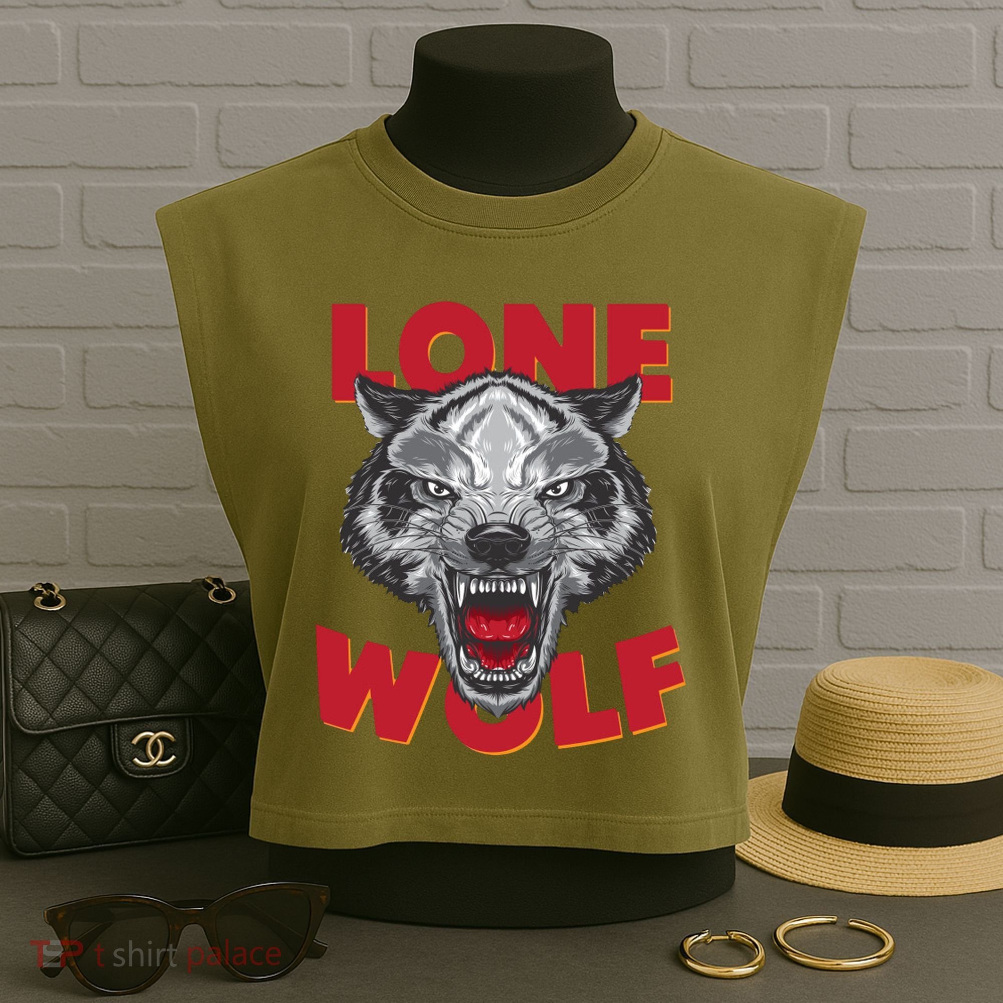 Lone Wolf Garment-Dyed Women's Muscle Tee