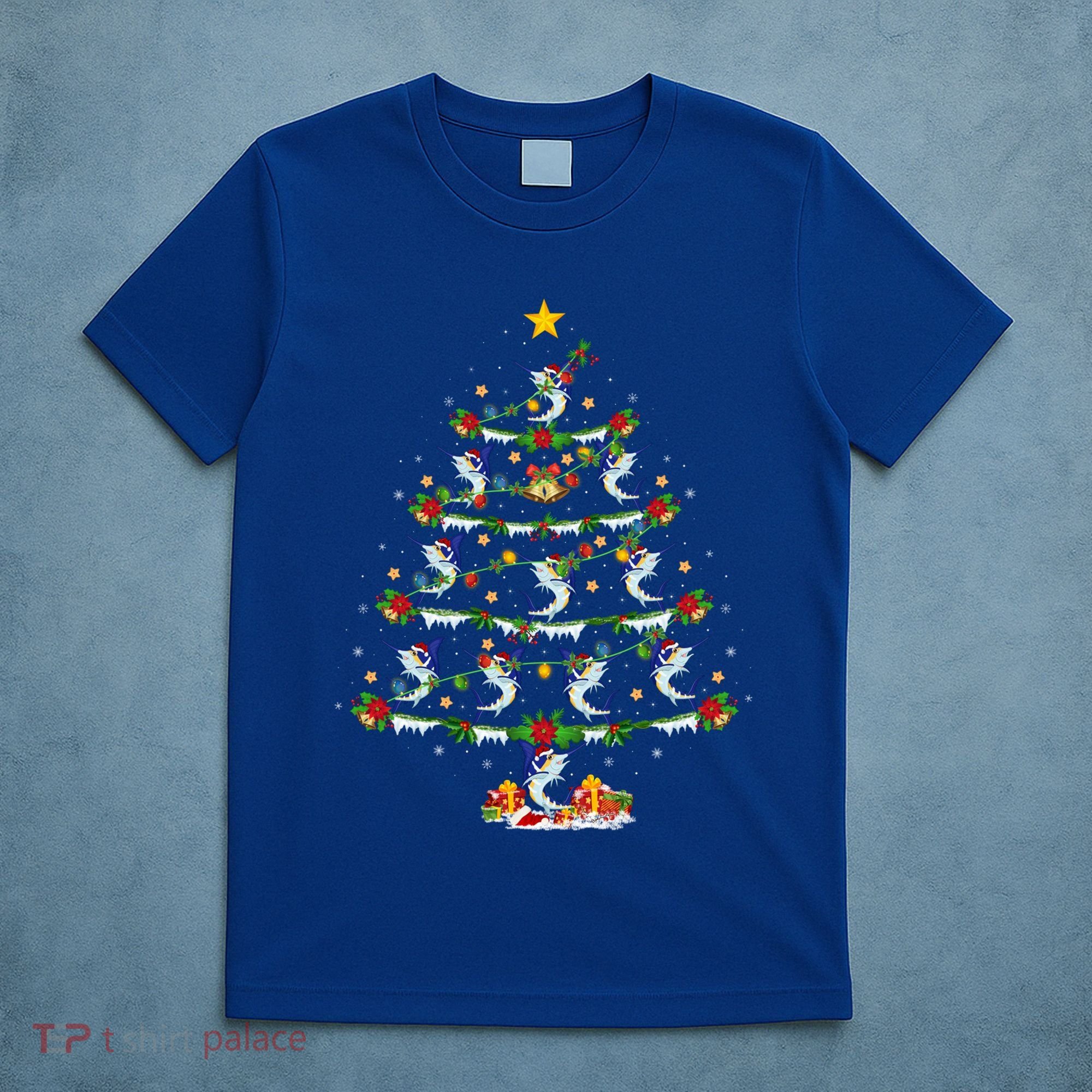 Lighting White Marlin Christmas Tree White Marlin Fish Lover T-Shirt