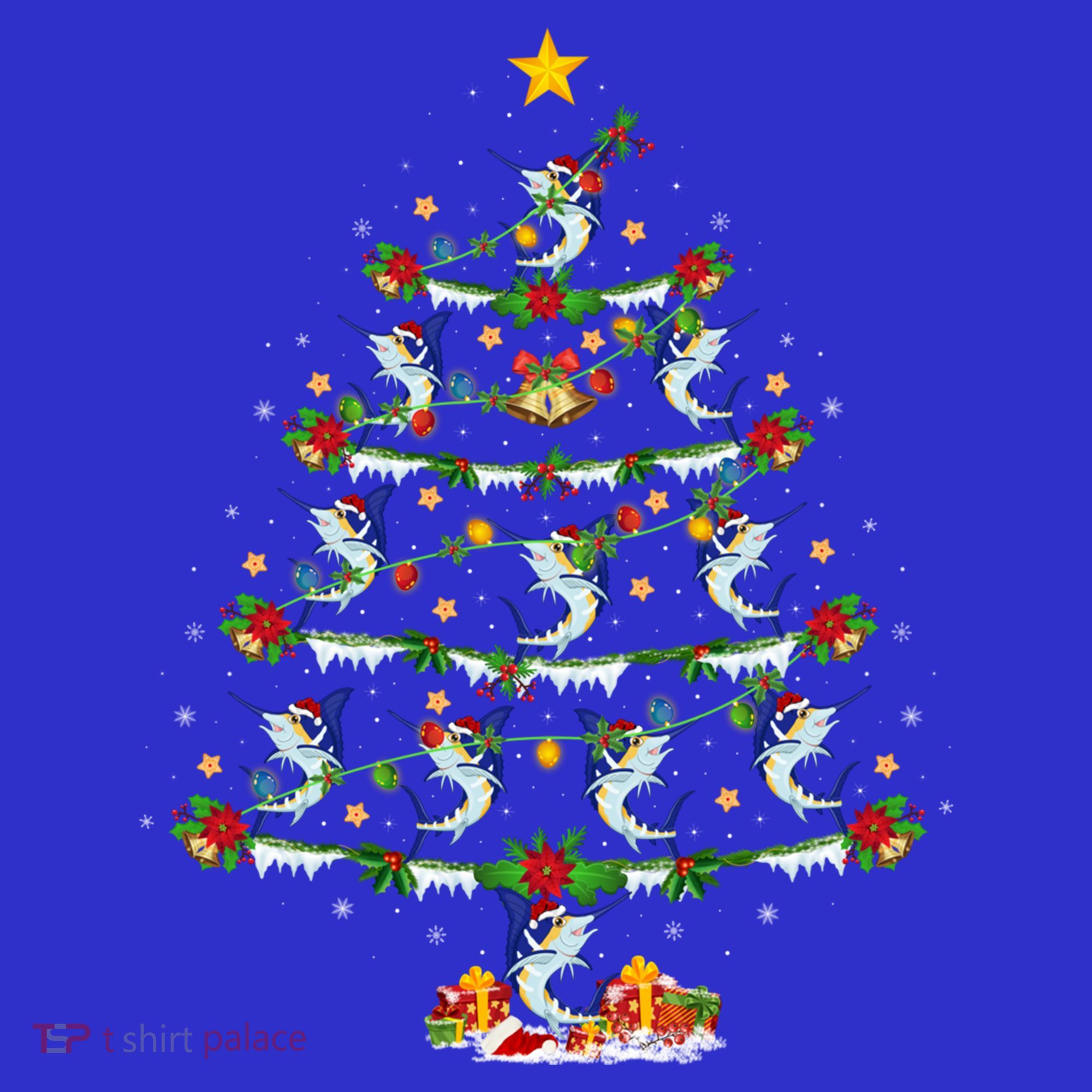 Lighting White Marlin Christmas Tree White Marlin Fish Lover Button