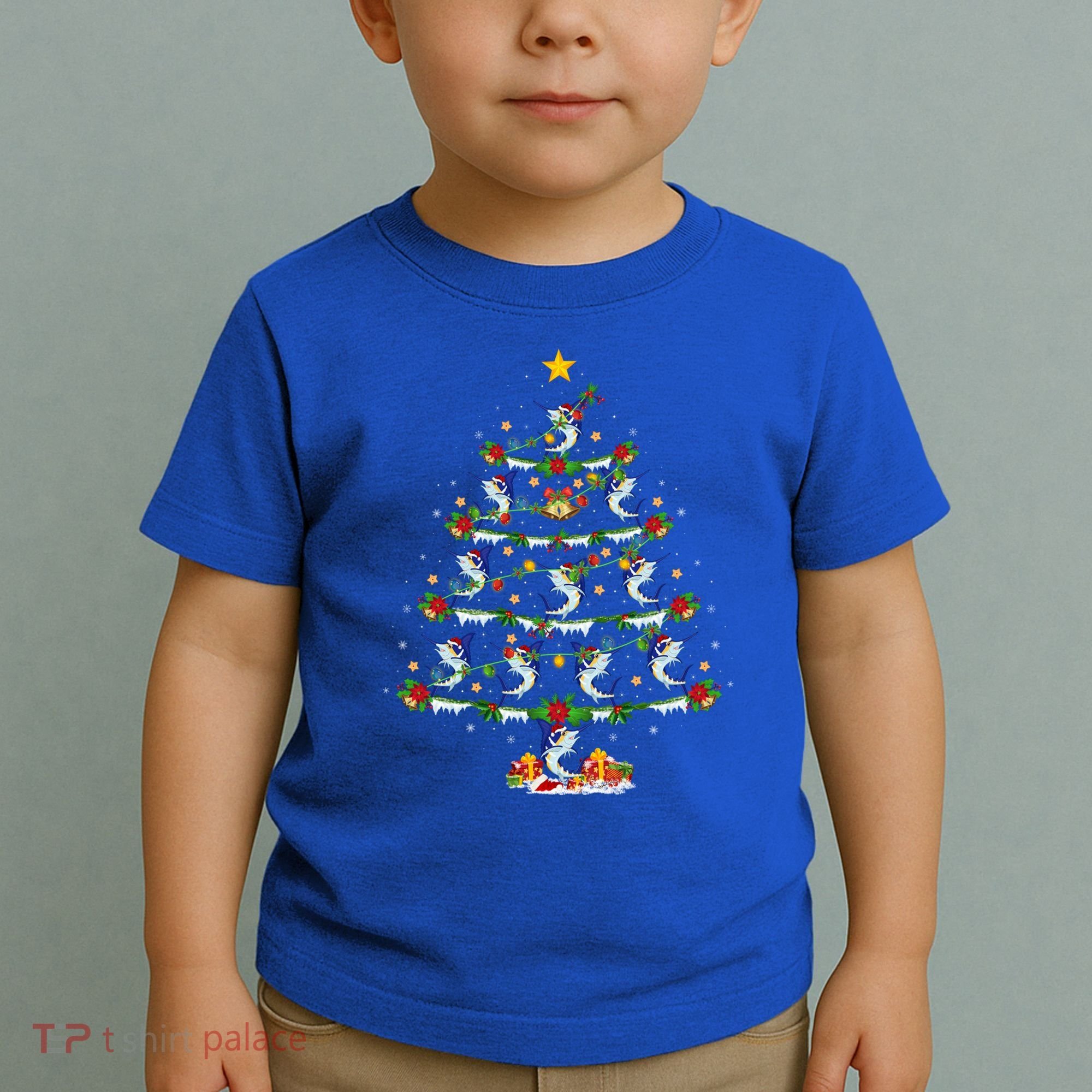 Lighting White Marlin Christmas Tree White Marlin Fish Lover Toddler T-Shirt
