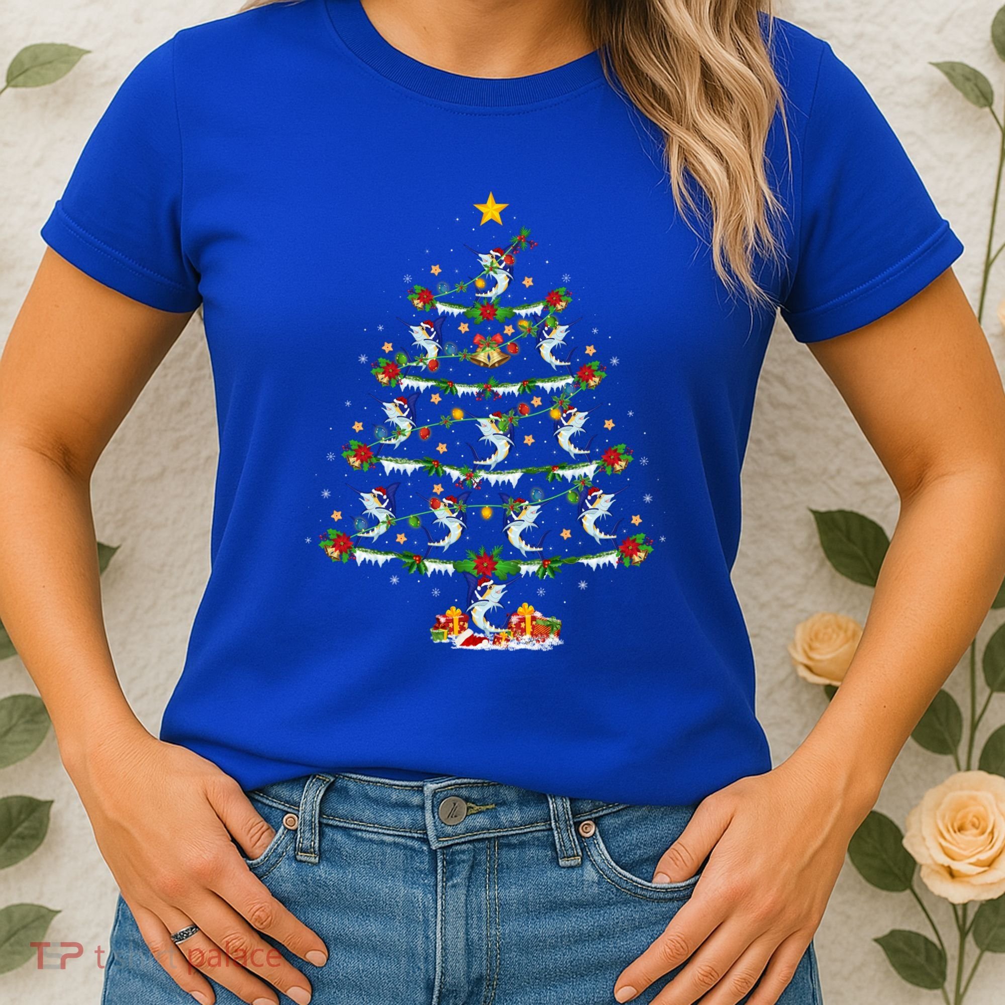 Lighting White Marlin Christmas Tree White Marlin Fish Lover Women's T-Shirt
